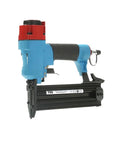 Rugged Yet Ridiculously Lightweight Pneumatic Brad Nailer Smooth Operator Straight Nail Gun for woodworking, blue and red design.