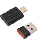 Bluetooth 5.4 Music Transmitter For USB C Devices, Dope Low Latency LE Audio, 10 Meter Range, Wide Compatibility For Wireless Listening And Voice Chat, Perfect For Smartphone, PC, TV, And Headphones. USB-C and USB-A adapters shown.