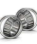 24780-24721 Tapered Roller Bearing Cup And Cone Replacement Kit, close-up of metal rollers for cars and machinery, 1.625 inch ID.
