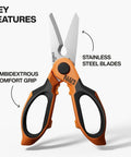 Stainless Steel Electrician Scissors With Serrated Blade And Built In Data Cable Stripper 7 Inch Pro Grade Heavy Duty Wire And Cable Shears