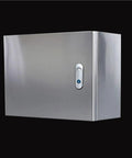 Beefy Heavy Duty Stainless Steel Electrical Junction Box Enclosure For Factories And Workshops Weatherproof Metal Lock Box 16x32x6 Inches Industrial Grade Outdoor Electrical Equipment Chest Enclosed Wiring Safe Mounting, front view
