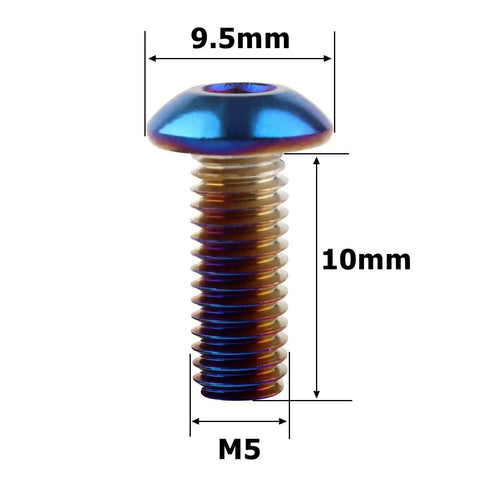 10 Pack M5x10mm Button Head Allen Bolts For Bike Disc Brake Rotors Grade 304 Stainless Steel Burnt Blue Finish High Strength