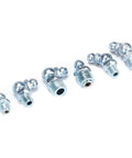 Assorted fittings in 80 Pack Hydraulic Zerk Grease Fitting Assortment Kit With One Eighth And One Quarter Inch Straight And Angle Nozzles