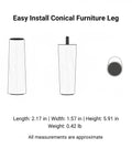 Fix Wobbly Furniture Fast With M8 Threaded Conical Foot Replacement, side and top view, durable PP plastic and metal, 5.9 x 2.2 inches.