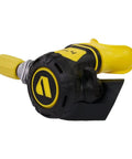 XL4 Plus Octopus Second Stage Regulator With Diver-Adjustable Opening Effort And Venturi Control, yellow accents, side view