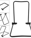 Aluminum Bike Trainer Stand With Storage Rack For Mountain Road And Folding Bikes Adjustable Repair Stand Durable Rust Proof Maintenance Station For Home Garage And Workshop Area shown from various angles.
