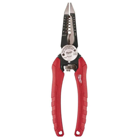 Six-In-One Long Nose Pliers For Electricians Pro Grade Wire Stripper And Reamer Combo Seven And One Half Inch Forged Alloy Steel