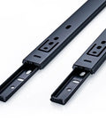 Super Smooth Ball Bearing Drawer Slides Soft Close 2 Pack Cold Rolled Steel Cabinet Hardware Heavy Duty Slide Rails with mounting holes.