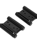 Double Action Spring Hinge Set Auto Close Two Way Door Hinge in black, stainless steel plated, includes screws, fits 10mm doors