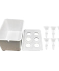 Six Hole Hydroponics Grow Box Kit for Indoor Outdoor Garden with six net cups and root-friendly design, heavy duty PP material.