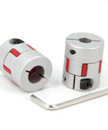 Two Pack Aluminum Plum Flexible Shaft Coupler 8mm To 12mm Bore 25mm Diameter 30mm Length Motor Connector with hex key