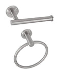 Two Piece Bathroom Hardware Set With Towel Ring And Toilet Paper Holder In Brushed Nickel Stainless Steel Wall Mounted Built To Last In Humid Bathrooms Modern Sleek Design And Easy Installation For Any Home