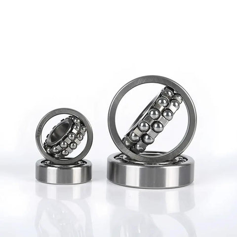 One Piece S2202 Stainless Steel Self Aligning Ball Bearings 15X35X14 Millimeters displayed in three sizes showing durable rustproof design.