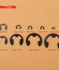 Heavy Duty 300Pcs Metal E Clip Retaining Rings Set for Repair Shops and Home Use, showcasing various sizes and high grade steel build.