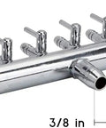 Close-up of the 12-Way Aquarium Air Manifold Valve Inline Flow Controller With Lever Adjustment Nickel Plated Copper Splitter Fit 4mm 6mm Tubing.