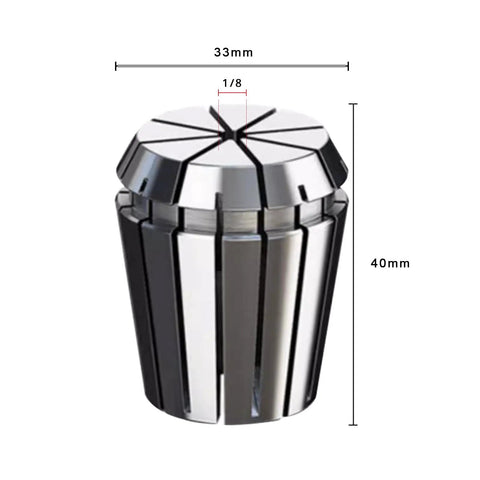 ER32 Spring Collet Set 7 Piece 1/8 To 3/4 Inch size; 33mm diameter, 40mm height, crafted from 65Mn steel for CNC workholding.