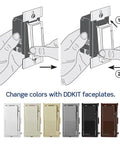 Hands demonstrating how to replace the faceplate on a Solid Smart Z Wave Plus Dimmer Switch that plays well with Alexa.