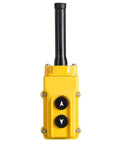 Rainproof Hoist Crane Pendant Push Button Switch COB 61 Dual Up Down Buttons 3 Wire ABS Housing Industrial Control Station For Lifts And Hoists Heavy Duty Weatherproof Industrial Grade For Outdoor Use, yellow ABS housing with two buttons