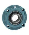 Front view of Single UCFCS210 50mm Wide Set Screw Piloted Flange Cartridge Bearing, Cast Iron Housing, Ball Insert, M12 Bolt Mount.