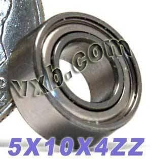 5x10mm Bearing 5x10x4mm - Metal Shielded - 5mm Bore, chrome steel ball bearing with metal shield, close-up view