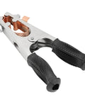 Heavy Duty 500A Ground Clamp Copper Welding Earth Clip With Electroplated Wear Resistance For Manual Welder That Handles Heavy Current Flow And Delivers Top Tier Performance During Your Next Big Project, close-up view with rubber grips.