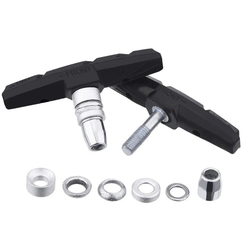 V Bike Brake Pads With Hex Nuts And Spacers Set 70 Mm Black Designed For Durable V Brakes Reducing Rim Wear And Sand Debris