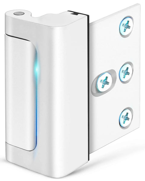White front door security reinforcement lock, 800 lbs strength, kid safe tamper resistant inside flip lock high deadbolt easy install