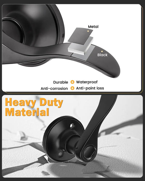 Close-up of Dope 10 Pack Matte Black Interior Door Lever Kit showcasing solid zinc alloy, durable, waterproof design.