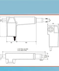 Technical diagram of Beefy Heavy Duty Electric Linear Actuator 8000N DC12V/24V with dimensions and design specifications.