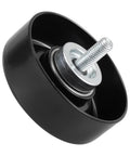 Upgrade Your Ride With This Top Shelf LS Drive Serpentine Belt Idler Pulley, CNC machined black pulley for efficient belt tension.