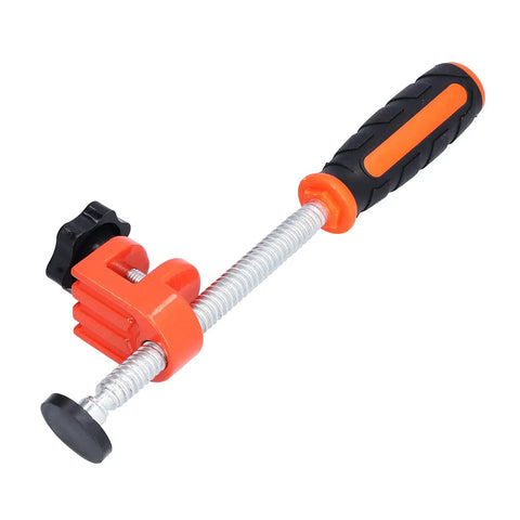 Bad Ass Heavy Duty Straight Edge Clamp For Woodworking with ergonomic grip and steel threaded bar for secure clamping.
