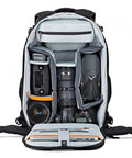 Pro DSLR Camera Backpack With Anti Theft Design For Mirrorless And Digital Gear, open front panel showcasing organized compartments