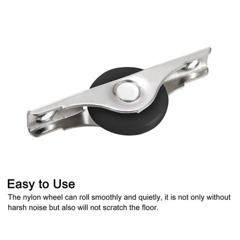 Sliding Door Nylon Wheel Pulleys 30mm For Cabinets Wardrobes Closets Furniture With Screws Pack Of 10 Black Silver Tone Durable Rust Resistant