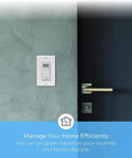 7 Day Programmable Light Switch Timer No Brainer For Home Automation with wall mount near door, white finish