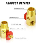 Heavy Duty Air Tank Repair Kit featuring solid aluminum and brass valves with a safety shut-off knob.