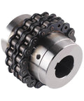 Heavy Duty Aluminum Sprocket Gear Chain Coupler KC4012 with roller chain, 12-22mm size, for 3D printing and DIY projects.