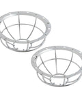 Rock Solid Iron Smoke Detector Guard With Slick Silver Mesh Anti Tamper Fire Safety Shield And Sprinkler Protection Cage Easy Install Ceiling 2 Pack Set, two silver iron cages.