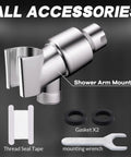 Adjustable Shower Head Holder For Handheld Showers With 360 Degree Swivel Ball Joint Chrome ABS Bracket Mount, accessories