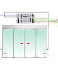 Diagram of an Infrared Safety Beam Sensor for Automatic Sliding Doors showing installation and wiring connections.