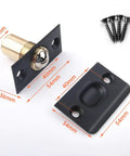 Heavy Duty Adjustable Ball Door Catches Black Brass Roller Latch Tension Hardware For Closet Cupboard And Cabinet With Invisible Design For Home And Office Use, showing dimensions.