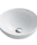 Elavo Round Vessel White Porcelain Ceramic Bathroom Sink 16 Inch for Modern Bathrooms, Scratch and Stain Resistant