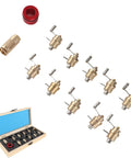 Mainspring Winder Set With Storage Box For Watches, 10 Interchangeable Arbors, Brass Watch Repair Tool Kit, open box view