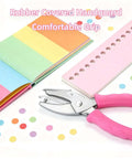 2 Pack One Quarter Inch Hole Punch With Pink Soft Grip shown alongside paper samples and circles for crafts