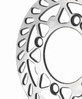 Close-up of 190mm aluminum brake rotor showing detailed cutouts, part of Pit Bike Brakes 190mm Front And Rear Disc Rotors For 50cc To 160cc SDG Wheel Pit Dirt Bikes Replacement Front Or Rear Brake Discs With 76mm Center Hole And 100mm Diagonal Mounting Spacing For Easy Precision Alignment.
