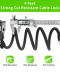 Beefy 12mm Coiled Cable Lock With Mounting Bracket For Electric Scooters And Bikes 4Ft Length Keyed Security Anti Theft Cable Lock