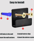 Installation steps for Heavy Duty Stainless Steel U Brackets 10 Pack With Screws And Anchors for large mirrors and tiles.