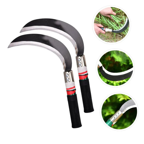 Two Piece Manganese Steel Weeding Sickle With Short Handle Grass Cutter For Gardening Farming Harvesting And Tree Cutting Heavy Duty Garden Tool Set