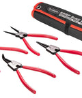 4 Piece Snap Ring Pliers Set With 7 Inch Internal And External Circlip Pliers Heavy Duty Straight And Bent Jaw Retaining Ring Pliers For Auto Home And DIY Projects With Durable Storage Pouch