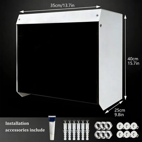 Universal Fit EV Charger Cover Heavy Duty Powder-Coated Iron Frame And Tinted Acrylic Panel dimensions 35x40x25cm with installation accessories