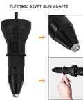 Versatile Electric Riveting System Plus Nut Shooter Adapter black metal drill attachment for fastening rivet nuts on auto and home projects